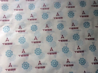 Нанесение логотипов Тесс с отрисовкой макета на пергаментной крафт бумаге