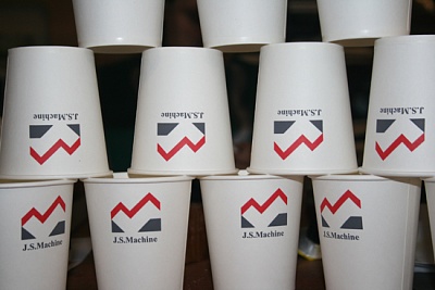 Бумажные стаканы с логотипом 2+0 (тампопечать).